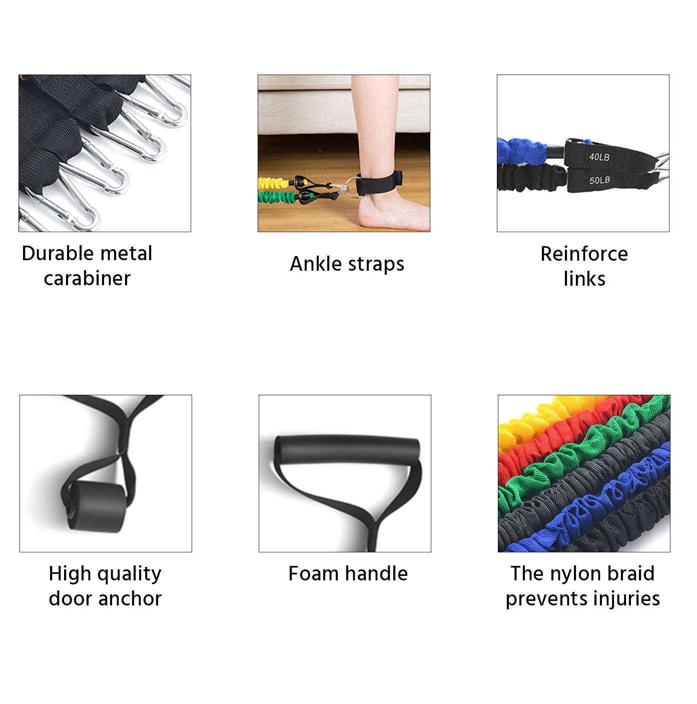 Resistance Band Kit with Heavy Duty Protective Sleeves