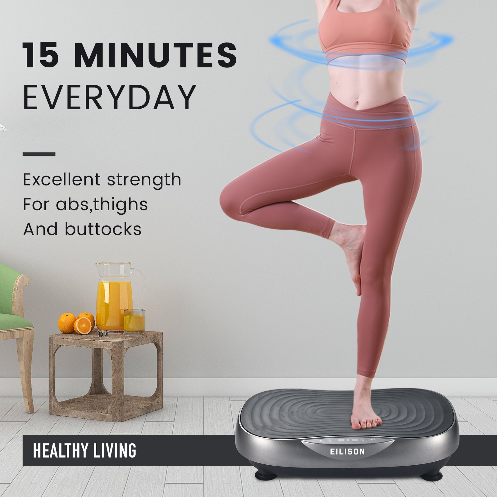 EILISON Glory Vibration Plate Exercise Machine (Grey)