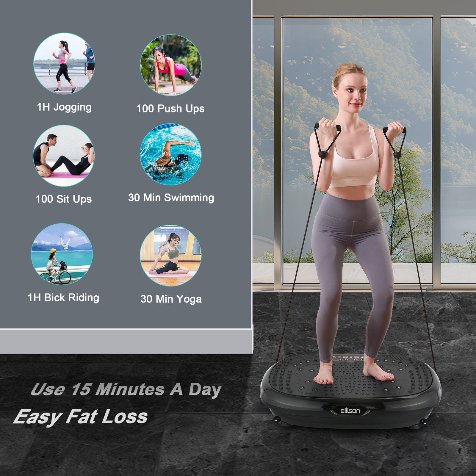 EILISON Fitpro Vibration Plate Exercise Machine Black