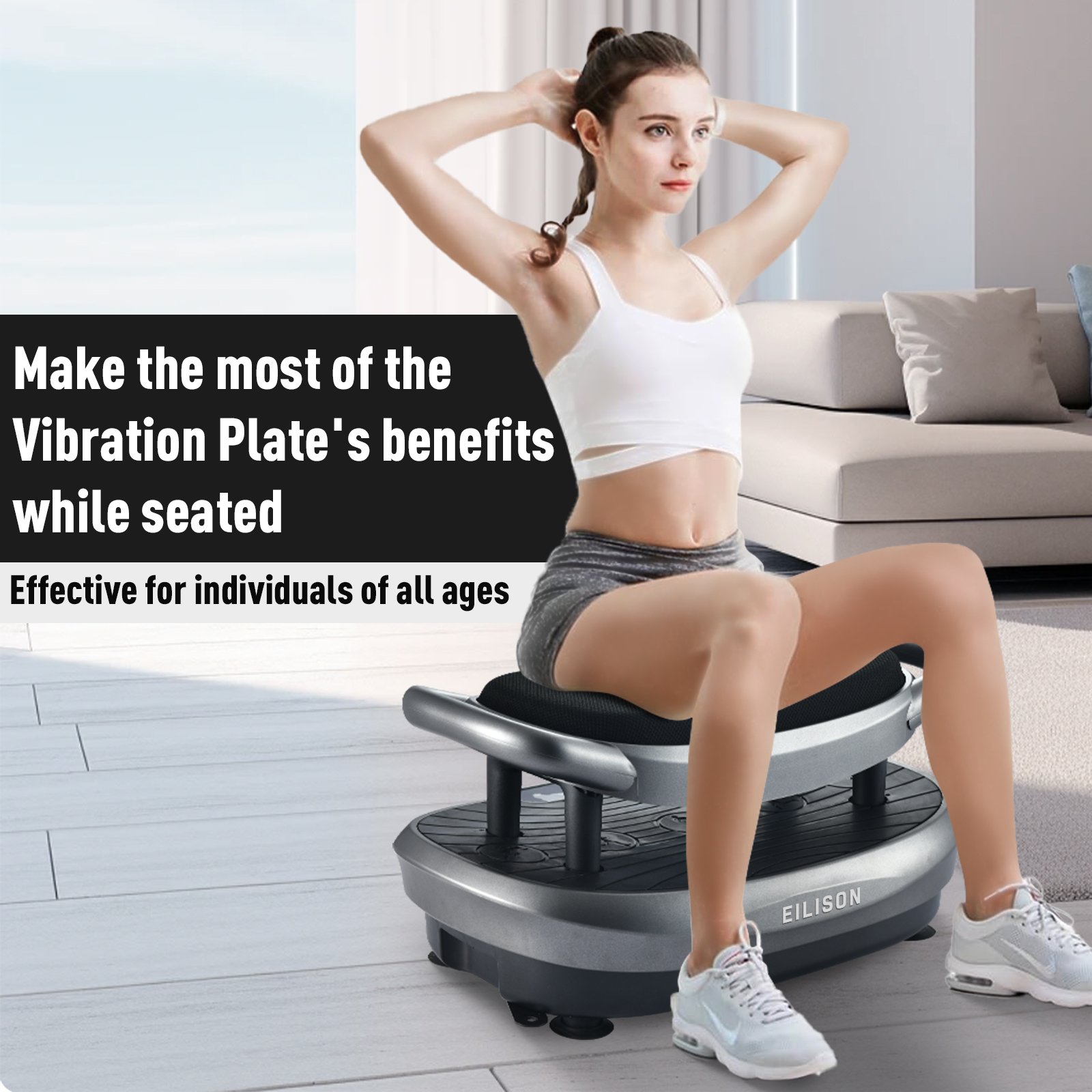 EILISON FITABS 3D Vibration Plate Exercise Machine with Seat (Fitabs Grey)