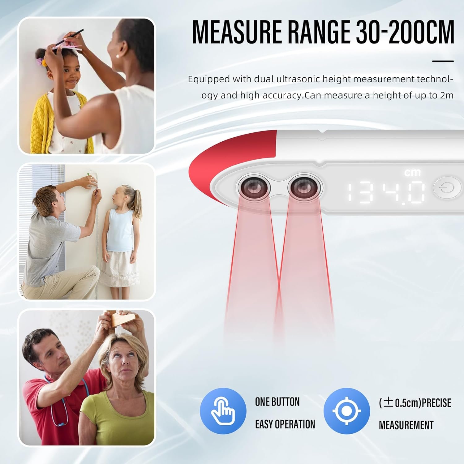EILISON Handheld Digital Height Measuring Device Ultrasonic Measuring Instrument with App Sync