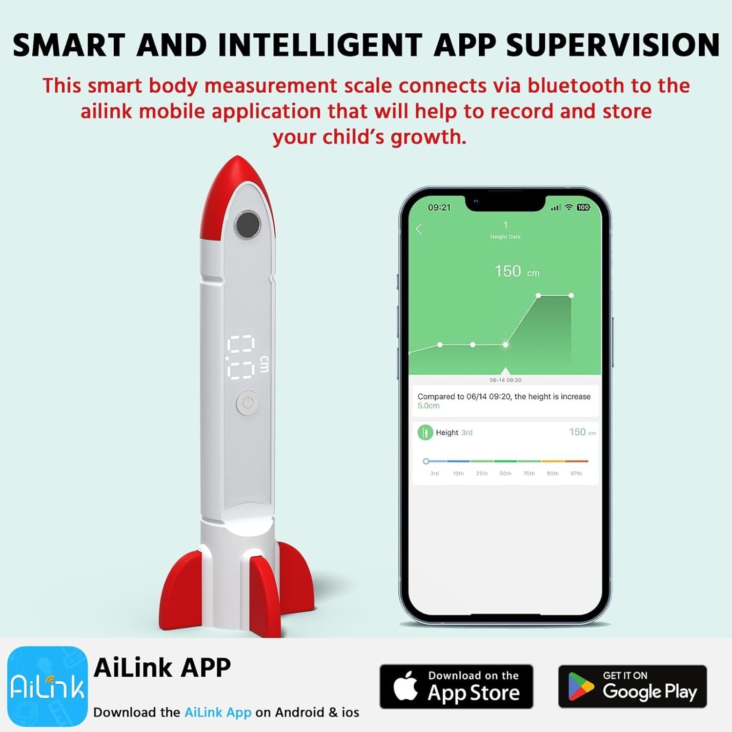 EILISON Handheld Digital Height Measuring Device Ultrasonic Measuring Instrument with App Sync